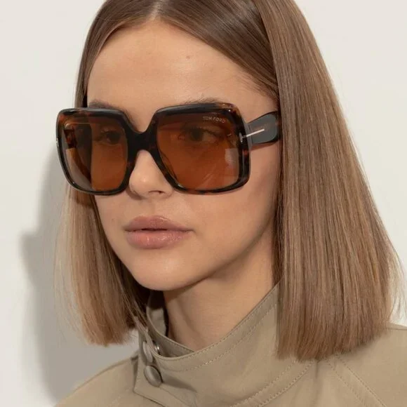 Tom Ford FT1194 52E Aurora Sunglasses Dark Havana Square  display picture 3